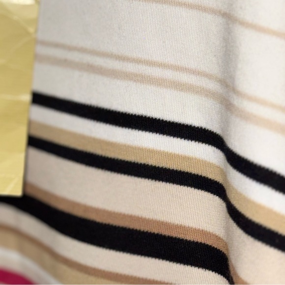 Classic Elements Women's L (14-16) Striped Knit Top 3/4 Sleeve Pink White Beige - Picture 9 of 12